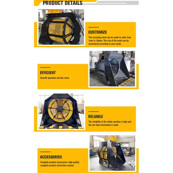 Multi Function Excavator Attachments Rotary Sand Washing Screen Bucket