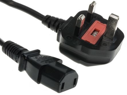 Black 3*0.5mm2 3*0.75mm2 UK Power Cord C13 3*1.0mm2 For Home Application