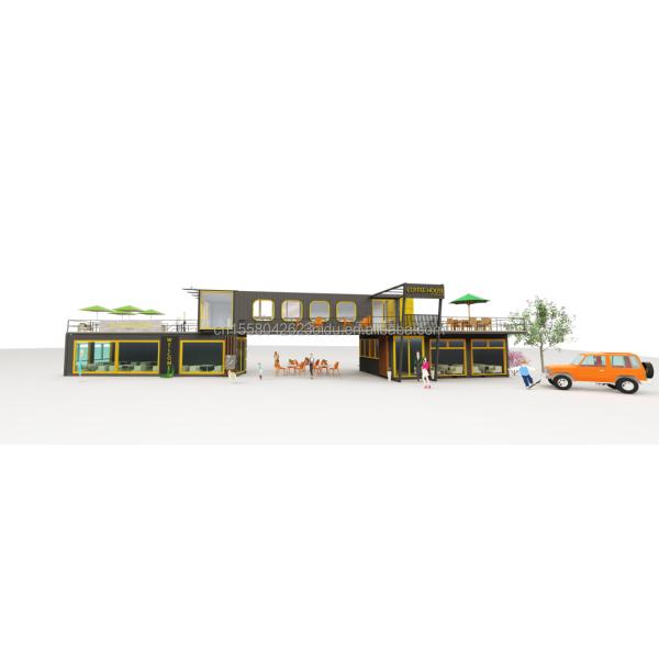 Outdoor Restaurant Cafe Bar Container House 40FT Modern Design with Galvanized Steel Square Tubes