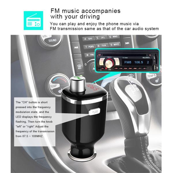 Fashion Bluetooth Car Charger / Universal Smartphone Charger Line Audio Input