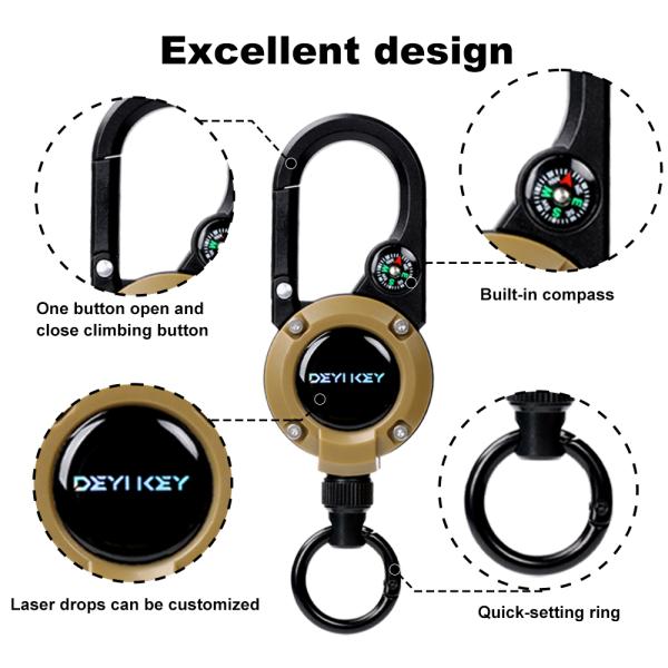 Deyi Badge Reel Multitool Retractable Keychain Clip Id Holder Upgraded 58cm Stainless Steel Cord