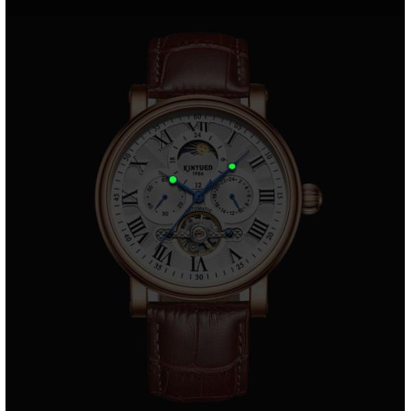 Pin Buckle 	Mens Mechanical Watches Soft Genuine Leather Band