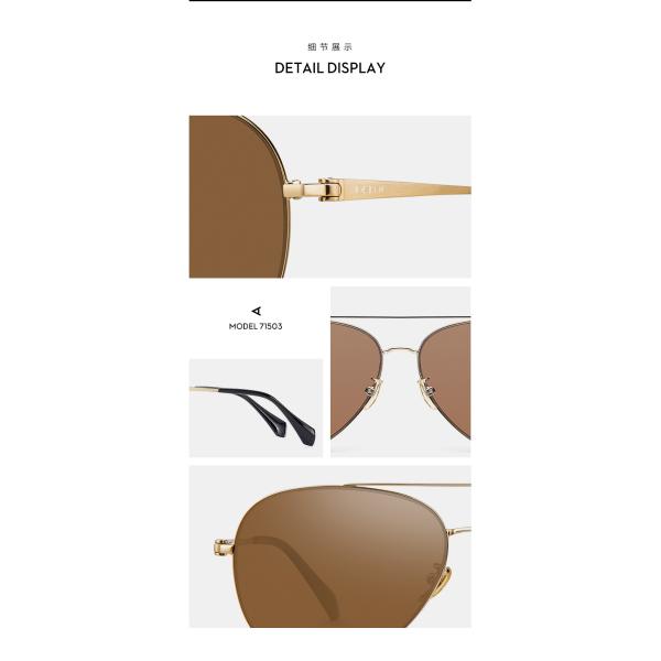 Male Metal Frame Polarized Sunglasses Black Gold Classical Aviator Eyeglass