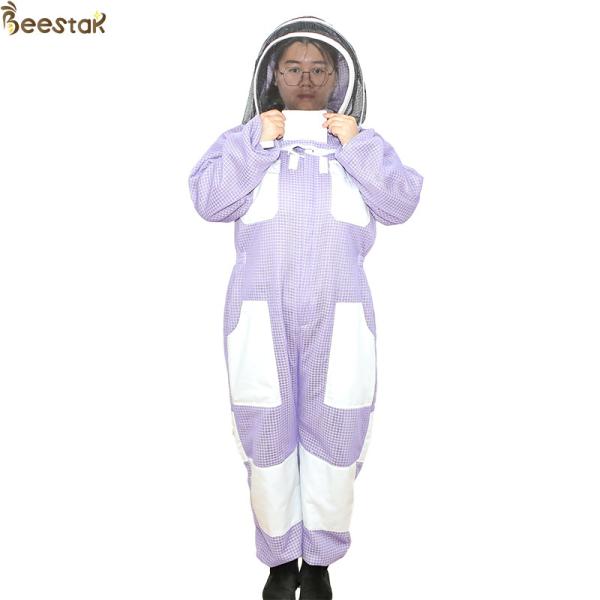 Three Layer Ventilated Beekeeping Outfits in Fashionable Purple Color for Extra Strength Protection