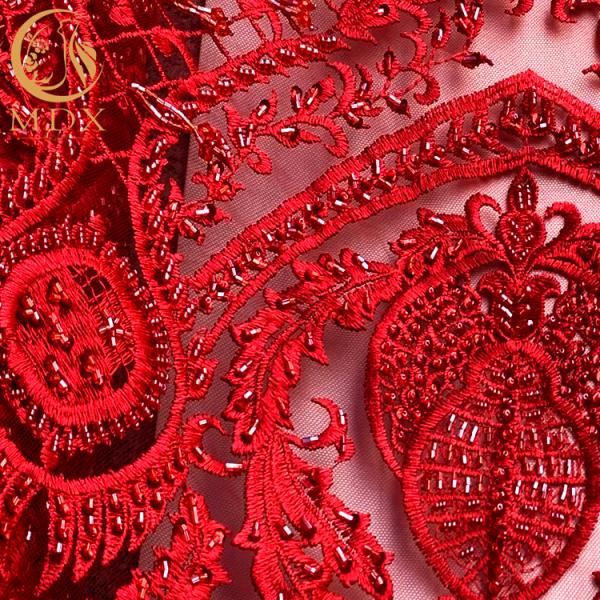 Полиэстер ткани шнурка Bridal мантии французский вышитый бисером Handmade подгонял