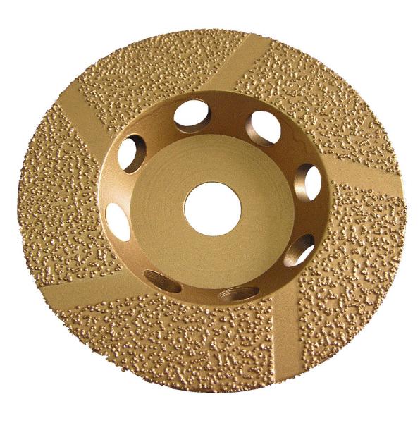 Flat Dish 4 Inch / 5 Inch Diamond Cup Wheel , Vacuum Brazed Bond Granite Cup Wheel