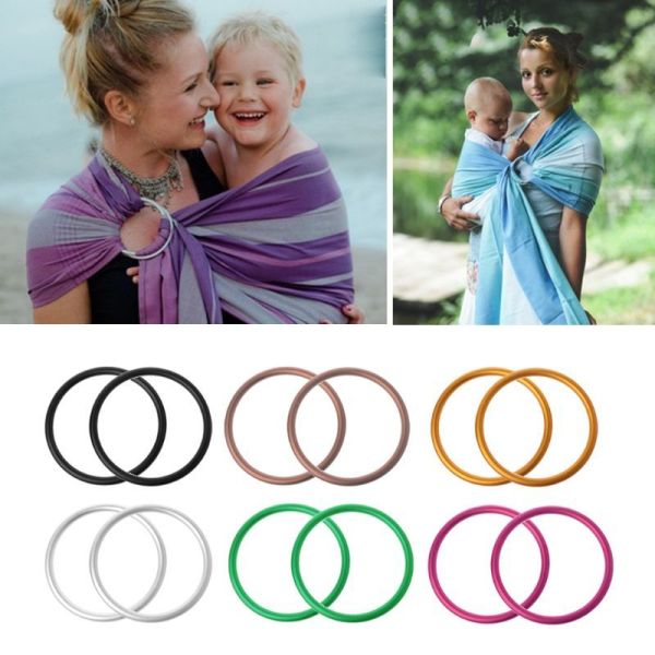 Customizable Silver Aluminum Sling Ring Inner Diameter 3 Inch 2 Pcs For Infant Wrap Carrier