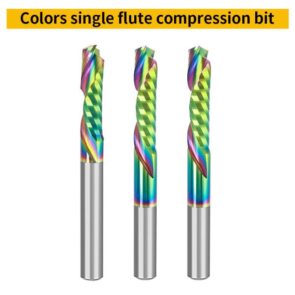 Single-Edge Composite Milling Cutter for Solid Wood Density Board Colorful Coating up Cut CNC Engraving Machine OEM Customizable