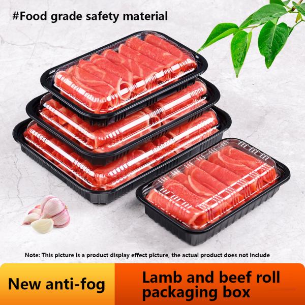 Wholesale disposable meat roll box food grade high-grade plastic box antifreeze meat slice box with lid