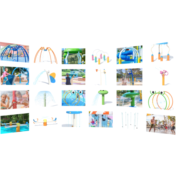 Commercial Water Slide Splash Pad Supplies Fiberglass Steel Aqua Splash Pad Equipment