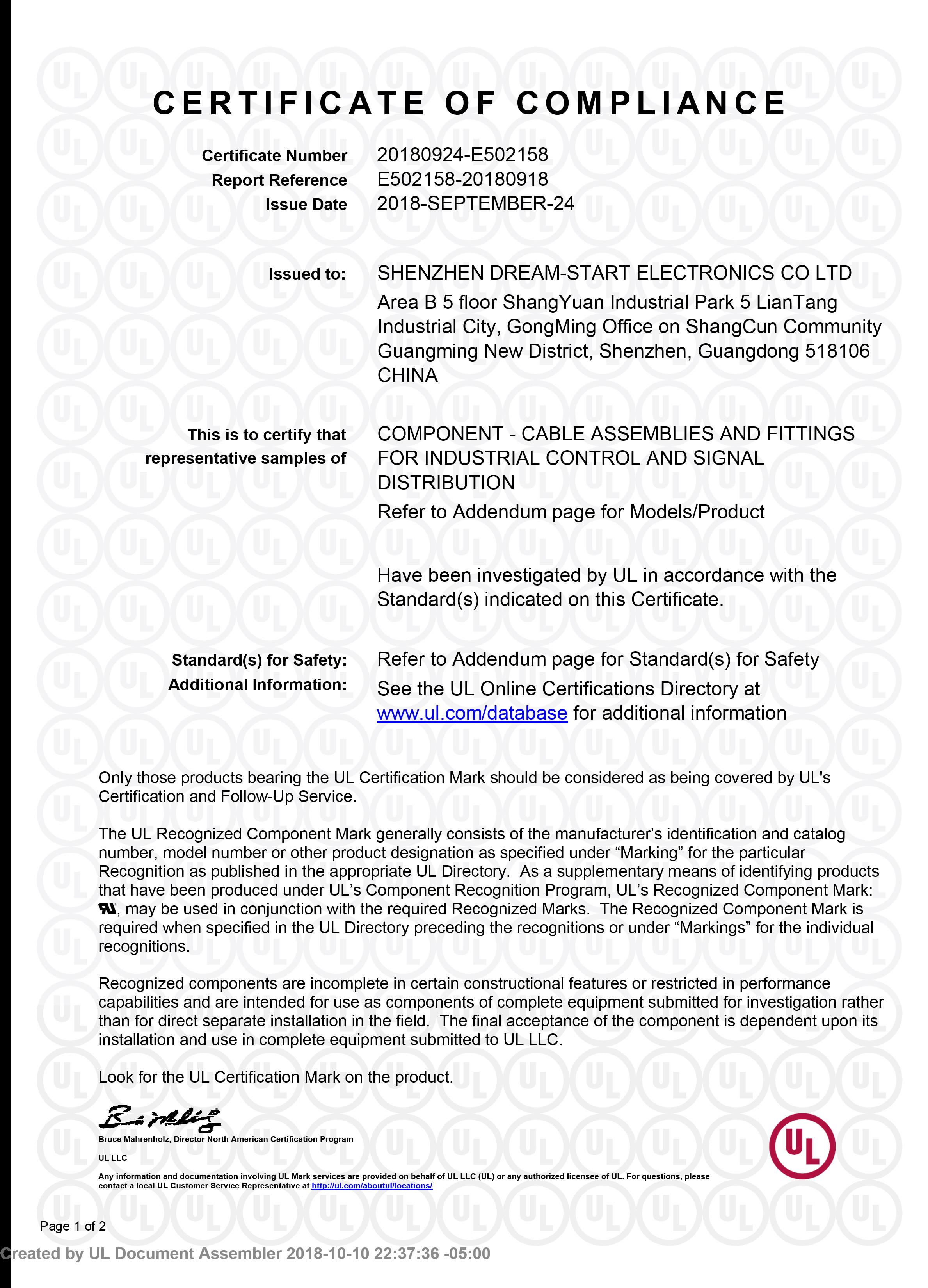 Shenzhen Realeader Industrial Co., Ltd. Сертификации