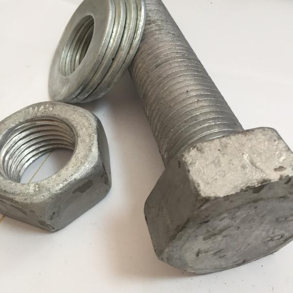 DIN Standard Hebei Fastener HDG Hot Dip Galvanized Hex Bolt and Nut with Yellow Zinc