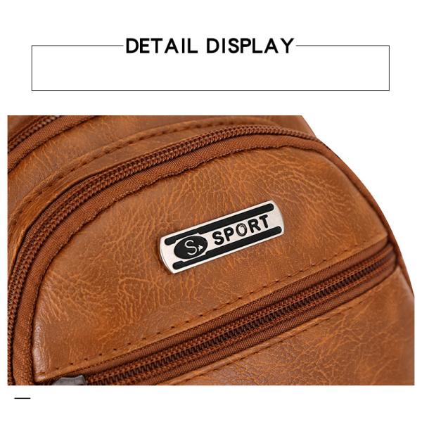 Customized Logo Fashion Men's PU Leather Business Chest Bags for Outdoor Travel