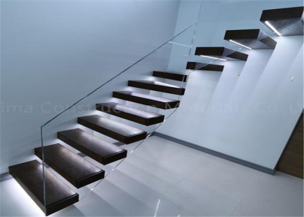 Contemporary Metal Floating Stairs , Wooden Staircase Designs For Homes