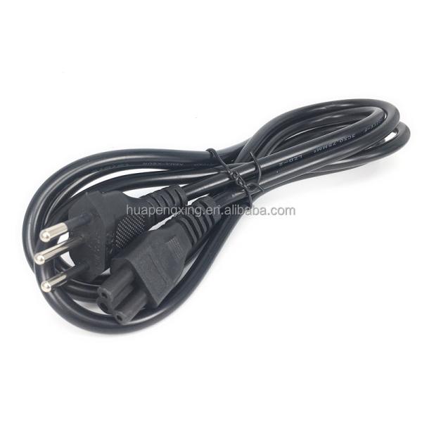Brazil NBR14136 IEC320 C5 3-Pin Power Cord 3x0.75mm² 1.8M Black