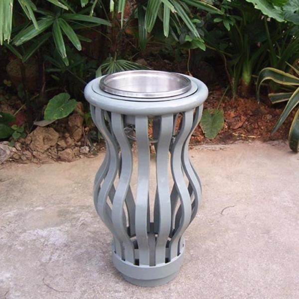 Curved Shape Outdoor Ashtray Stand , Surface Mounted Metal Cigarette Bin