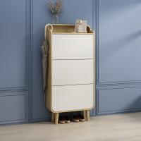 Conception de ligne simple et à la mode, armoire à chaussures en bois de grande capacité de couleur correspondante
