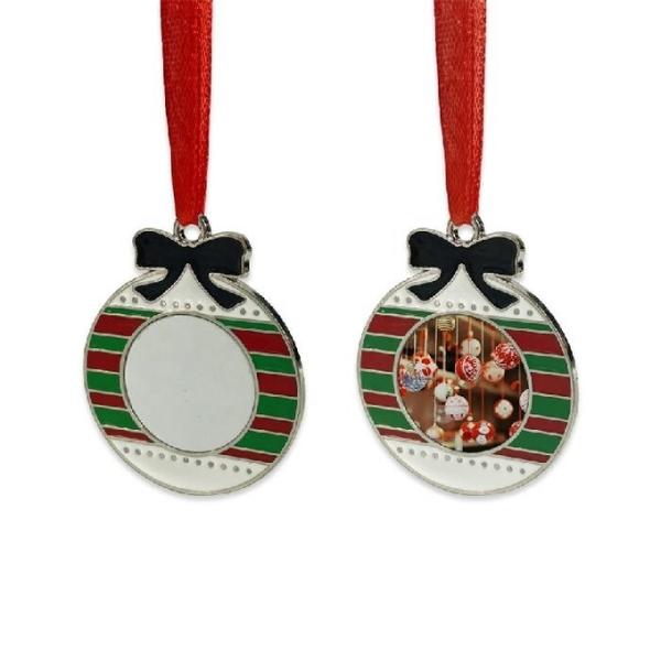 Décorations de Noël en métal sublimé en blanc