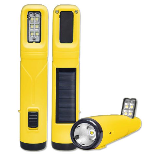 Lâmpada portátil de rádio movida a energia solar Fonte de lanterna 1W Tocha frontal 6pcs 2835 SMD Lâmpada lateral