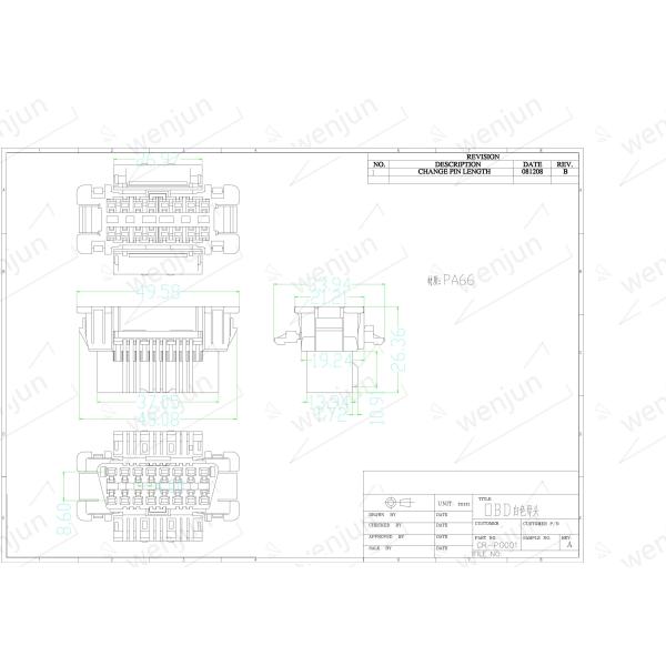 Соединителя автомобиля ODM женщина диагностического OBD белая для Nissan Тойота