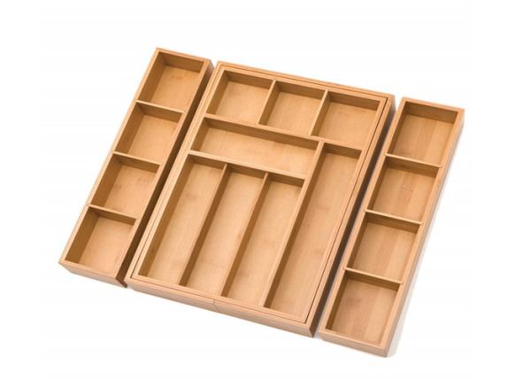 Complex Expandable Natrual Bamboo Storage Drawer Organizer Set