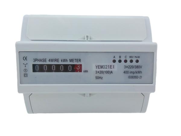White 100A 3 Phase Digital Energy Meter / PC Material Electric Meter Direct Mode