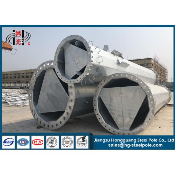 90FT Tapered Steel Tubular Pole With Bitumen Painted , 235-460Mpa Tensile Strength