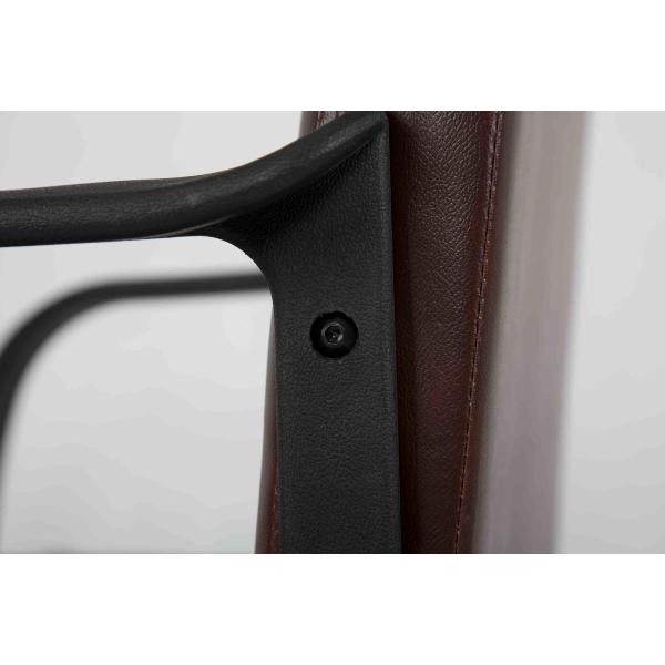 Dark Brown Leather Office Chair , Middle Back Executive Computer Chair With Nylon Armrest