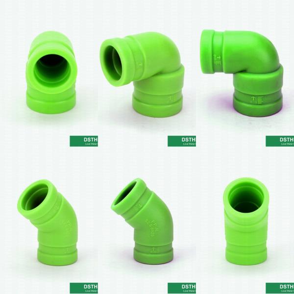 Зеленый пластиковый размер 20-160mm трубы водопровода для локтя промышленного транспорта жидкостей равного