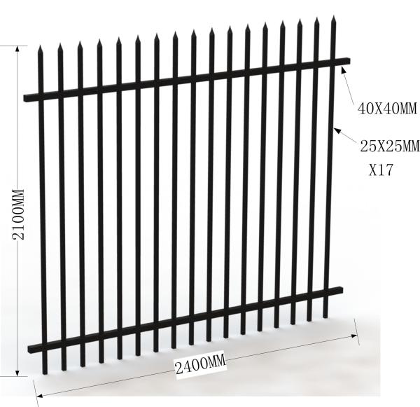 Boundary protection welded galvanized steel temporary picket fence tubular fencing