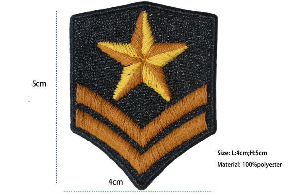 Black Diamond 3D Military Embroidered Badges Overlock Border Arm band With Pentagram