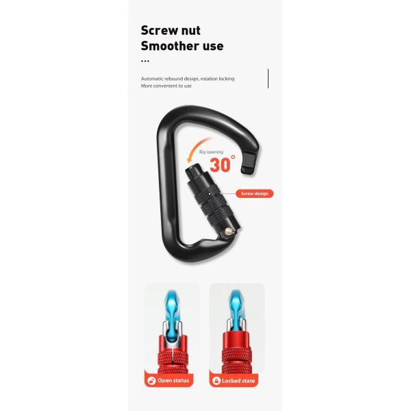 Алюминиевый 30KN D-образный скалолазный крючок