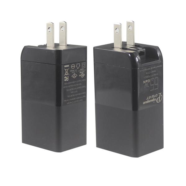 65W GaN PD Fast Charger with USB-C and USB-A Ports US Plug