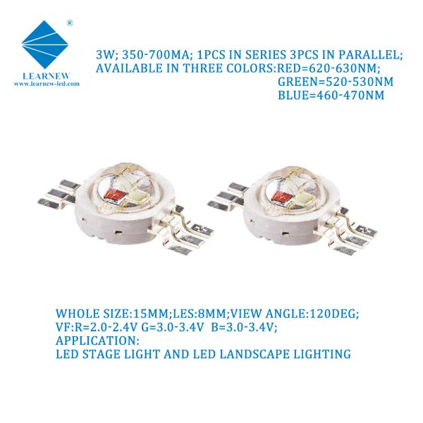 Pure Copper Leadframe 3w Rgb Led Array High Power Red Green Blue Led Chip for Led Downlight and  Track Lighting