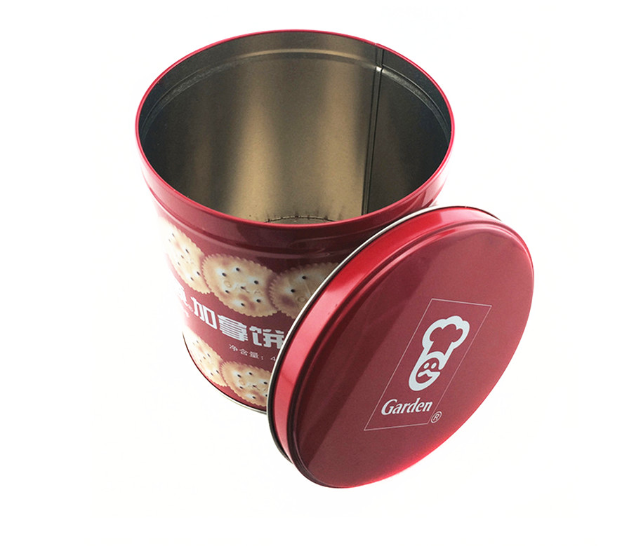Glossy Finished Christmas Cookie Tin Box Round Metal Tin Can 135 * 160mm