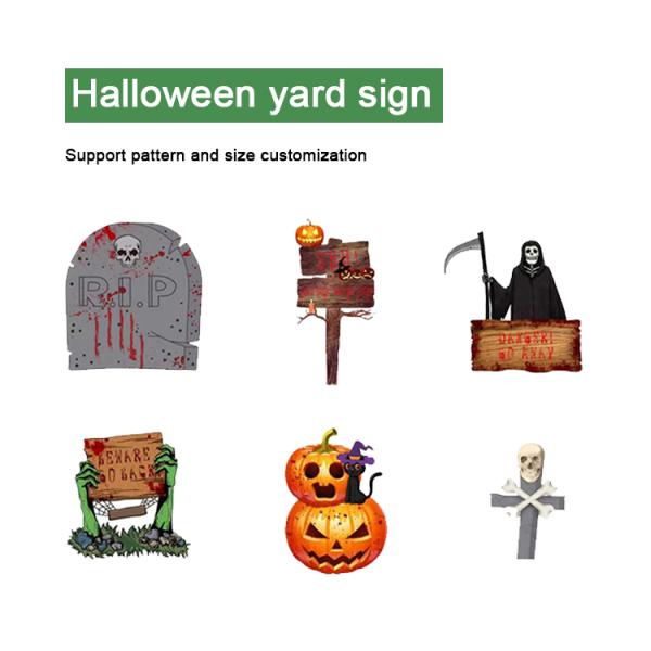 Cutting Service Vintage Lantern Halloween Party Decorations Yard Signs Witch Black Cat Pumpkin Ghost Lawn Sign