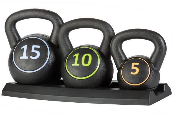 Unisex Workout Fitness Kettlebells 30LB PP Sand Filled Cement Body Solid Kettlebell Set