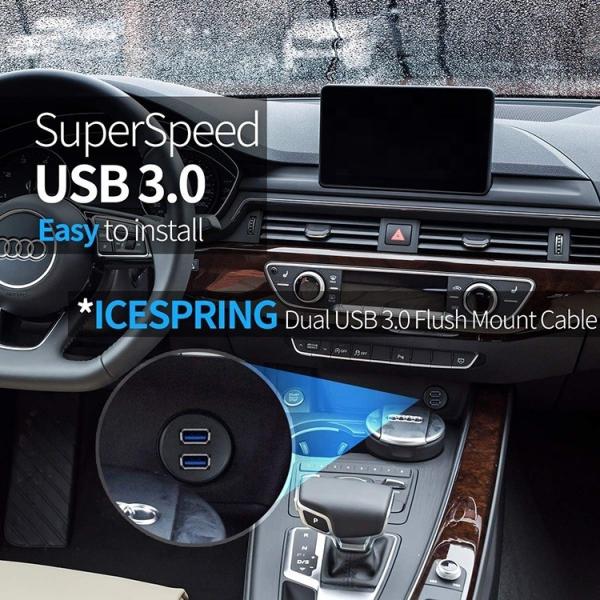 Panneau de tableau de bord de voiture masculin à féminin imperméable à l'eau Double câble d'extension USB 3.0 pour moto