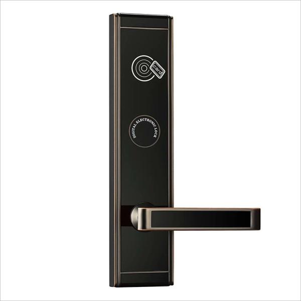 Swiping Card Hotel Smart Locks Black Zinc Alloy Door Lock 25uA Static Current