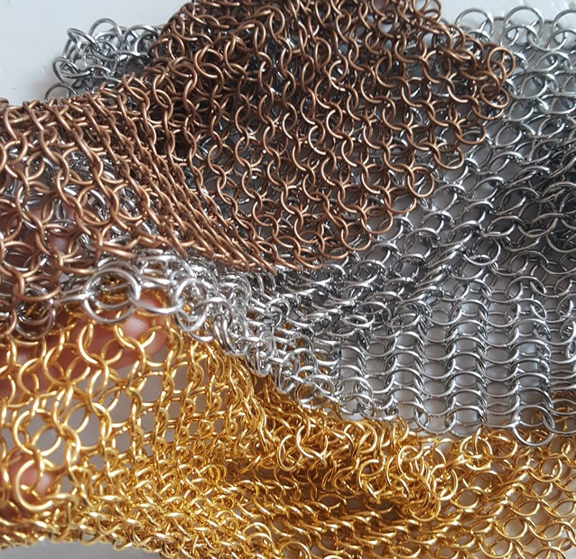 Gold Color Stainless Steel Decorative Chain link Ring Mesh Chainmail Ring Screen