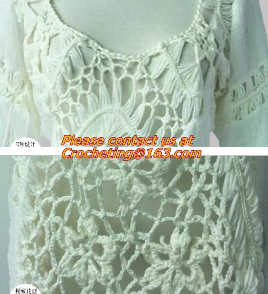 Fashion Cotton Women, Sweet Self-cultivation, Candy Color Back-Hollow Crochet, Knit Blouse