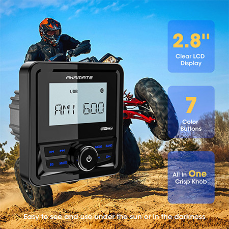 Boat RV ATV SUV Marine Stereo with IPX5 Waterproof Rating and USB Bluetooth