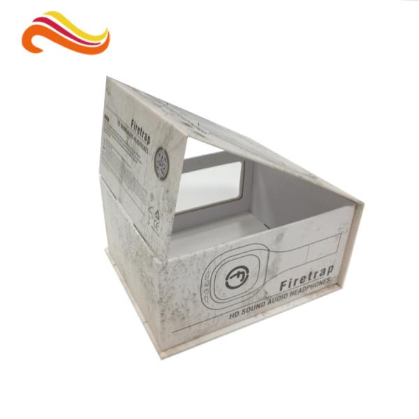 Magnetic Electronics Packaging Headphone Boxes , Hidden Hanger Color Paper Coated Packaging Box