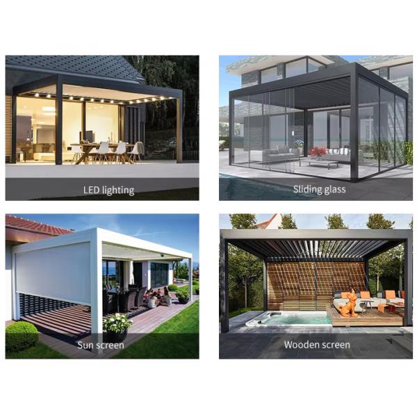 Электрические наружные экраны от дождя Слатки Слатки Садовый навес Покрытый порошком беседка Биоклиматические жалюзи Алюминиевая пергола