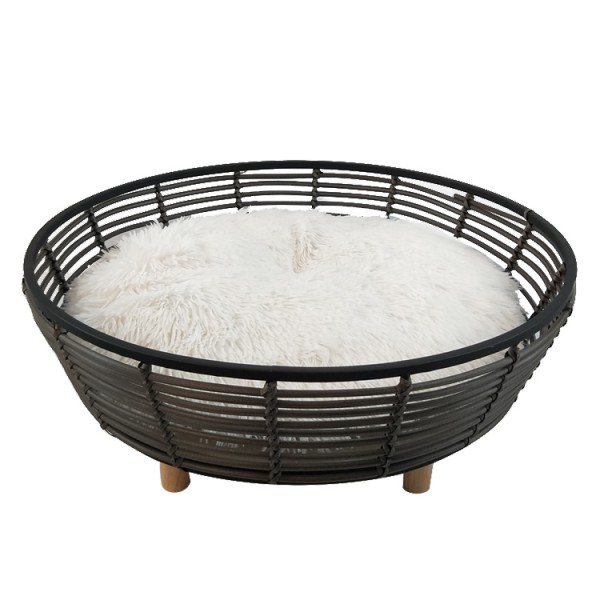Home Classic Fashion Modern Wicker Rattan Dog Bed Oval Shape Portable All-Season Outdoor Furniture Carton