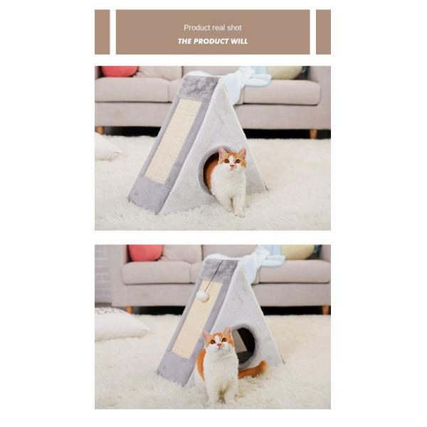 Fun Play Cats and Dogs Universal Pet Bed Cat Climbing Frame Triangle Cat Scratching Board Sharpening Claw Sisal Toy Bed