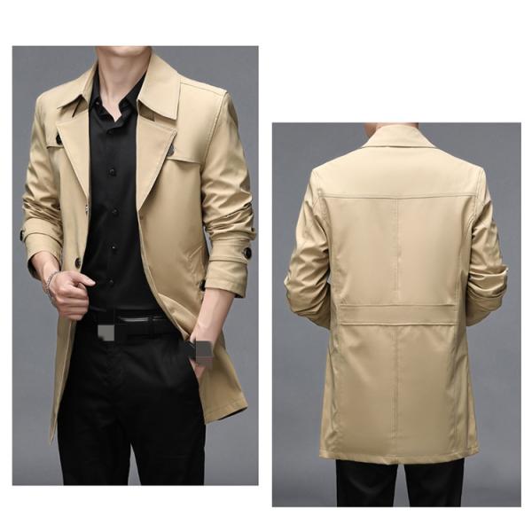 Мужские куртки мода ветроустойчивый обычный стройный фит ветроустойчивый длинный пальто с костюмом