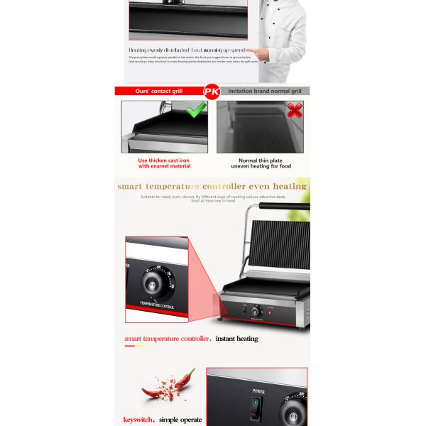 Las partes de la parrilla eléctrica plana en color de superficie negro para 340 * 220 mm tamaño superior de la parrilla