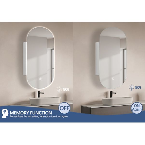 Illuminated Bathroom Mirror Cabinet Anti Corrosion Shatterproof Wall Hanging