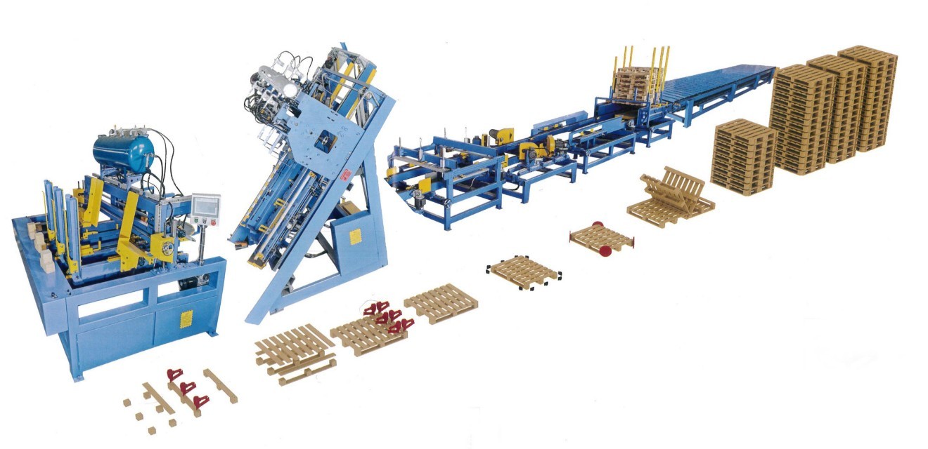 Euro Wood Block Pallet Making Machine 4 Стронгер с системой сборки паллетных гвоздей
